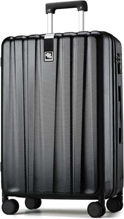 Hanke 29 Inch Luggage Suitcases With Spinner Wheels Lightweight PC hardside Rolling Suitcase With Travel Lock, Checked-Large 29-Inch(Jet Black)