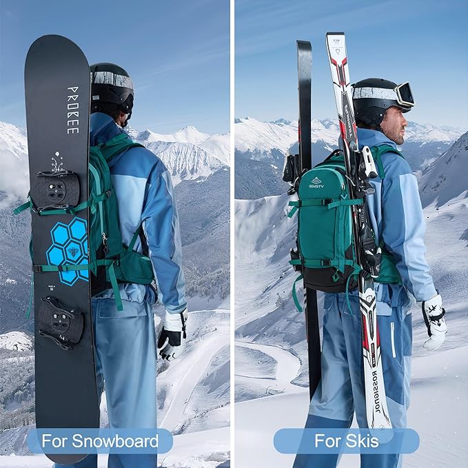 25L Ski Hydration Backpack with 2L Water Bladder, Insulated Harness, Waterproof Snowboard Travel Hiking Backpack for Snowboard Ski Hiking Camping