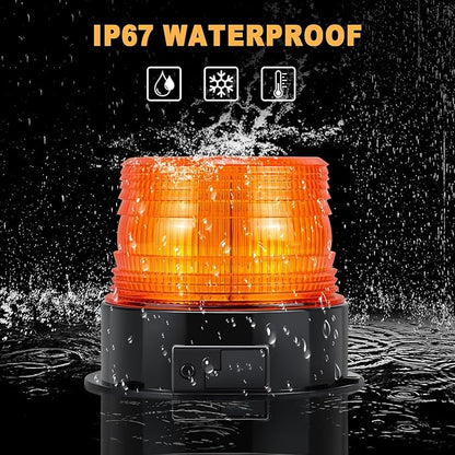 Magnetic Wireless Beacon Light, Amber Rechargeable Strobe Lights for Trucks, Waterproof Flashing Emergency Safety Warning Light for Construction Vehicles Snowplow Tow Work Trucks Postal Mail Cars