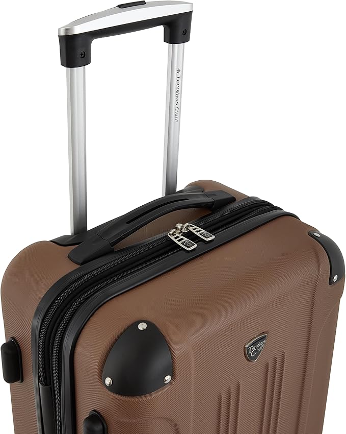 Travelers Club Chicago Hardside Expandable Spinner Luggage, Rum Caramel, 20" Carry-On