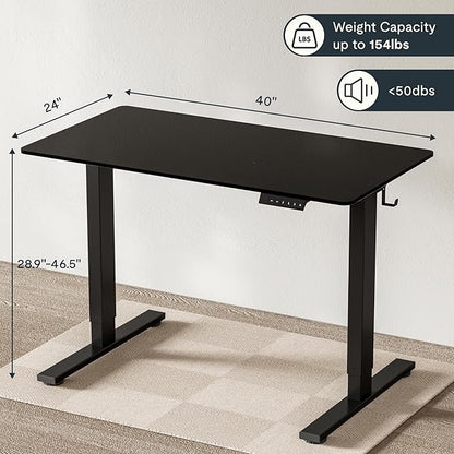 FLEXISPOT EN1 One-Piece Standing Desk, 40"x24" Seamless Desktop Electric Height Adjustable for Home Office, Study Rooms & Multi-Device Workstations, Black