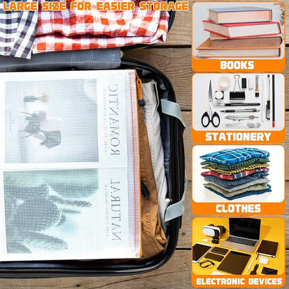 24pcs Mesh Zipper Pouch Bags, A3 16.5x12.5 Inches Large Reusable Zipper Pouches Waterproof Zipper Pouches for Office Supplies, Puzzles, Board Game, School, Travel Accessories& Craft Projects