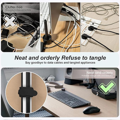 20Pcs Nearockle Silicone Cable Ties 3Inch Cord Organizer, Reusable Small Zip Ties Cable Organizer for Charging Cords Earphone Computer Wire, Office Desk Cable Management Travel Accessories(Black)