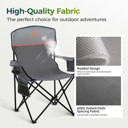 ALPHA CAMP Folding Camping Chairs for Adults Lawn Chairs Outdoor Chairs Support 250 LBS Portable Camp Chairs with Cup Holders Cooler Pouch for Outdoor, 2 Pack