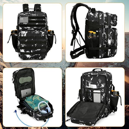 25L Tactical Backpack for Men and Women Military Backpack Small Assault Pack Molle Backpack Bug Out Bag Travel Rucksack Daypack (Black Lightning)