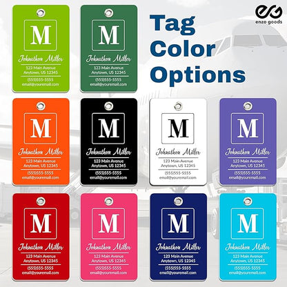 Personalized Luggage Tag | 4 Pack | Custom Luggage Tags for Suitcases | Kids Backpack Tag | 10 Color Options & Choose Font, Font Color
