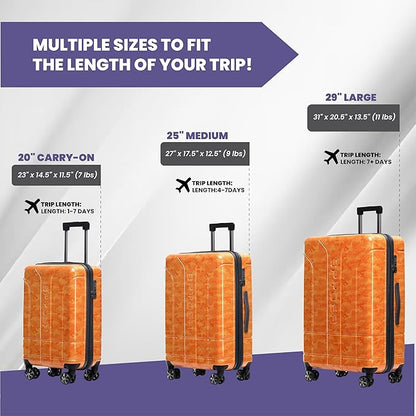 Spyder Matrix 25 Inch Medium Checked Luggage Expandable Hardside Upright Suitcase with 360° Spinner Wheels, TSA Approved Lock, Orange