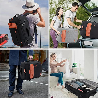 Lumesner Carry on Travel Backpacks, Extra Large 40L Flight Approved for Men & Women,Expandable Suitcase backpack (Black (Backpack With 4 Packing Cubes))