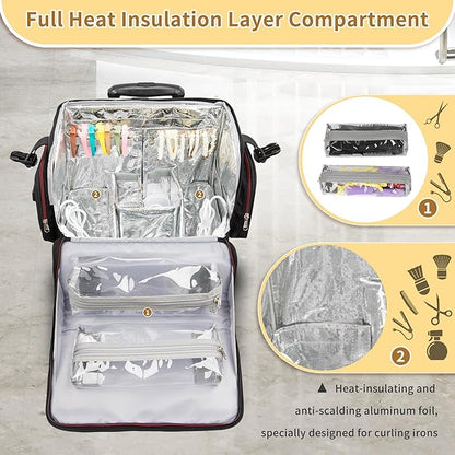 OCHEAL Rolling Makeup Train Case,with 7 Pcs Clear Makeup Bags, 18" Carry On Travel Cosmetic Organizer Suitcase,Extra Large Storage Trolley Makeup Case On Wheels for Hairstylist Cosmetology Artist