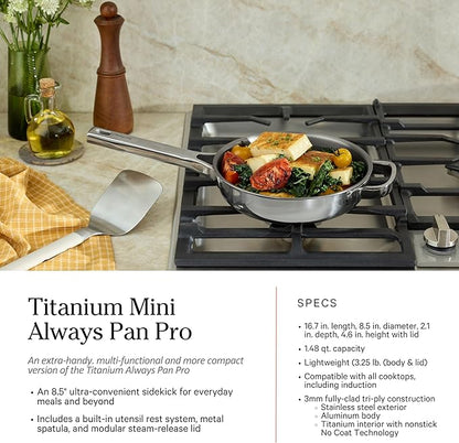 Our Place Titanium Pro Cookware Set (4-Piece) – Always Pan & Perfect Pot | Nonstick No-Coat Technology | Tri-Ply Titanium & Stainless Steel | Safe for Oven, Induction & Cooktops up to 1000°F | Chrome
