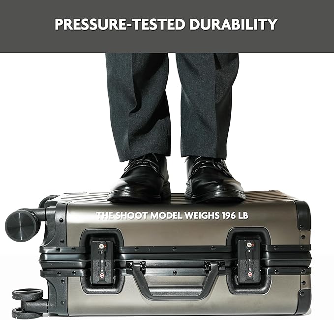 All Aluminum Carry On Luggage 22x14x9 Airline Approved Hard Shell Carry On Luggage Zipperless Luggage Metal 20inch Suitcase Luggage, Champagne Gold