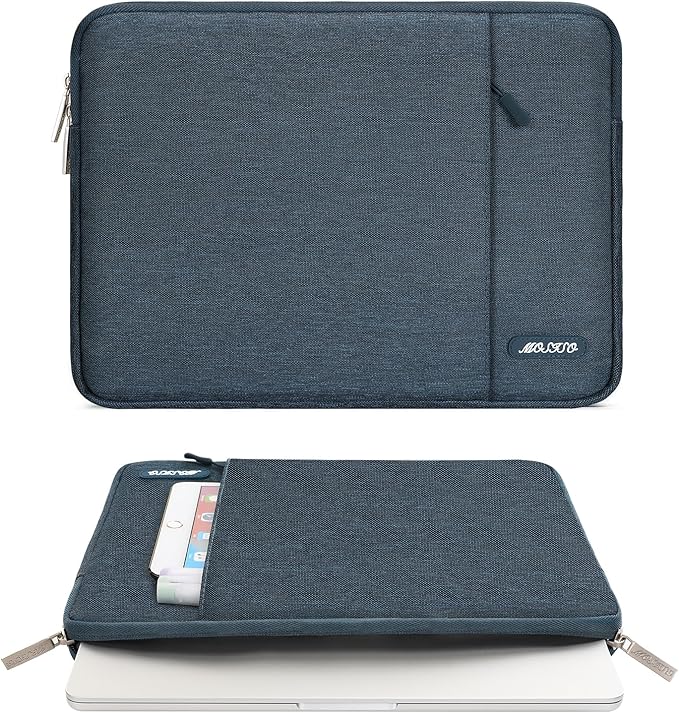 MOSISO Laptop Case 13.3 inch, 13-13.3 inch Laptop Sleeve Compatible with MacBook Air/Pro 13/Pro 14 M5 M4 M3 M2 M1, HP Dell ASUS Lenovo,Polyester Vertical Computer Sleeve Bag with Pocket, Haze Blue