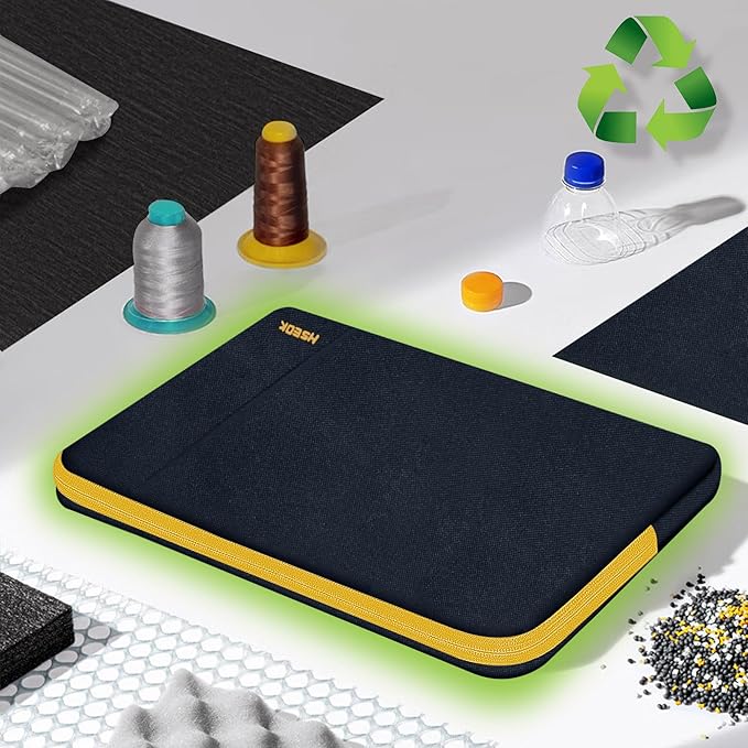Slim Laptop Case 13.3 14 inch Sleeve, Rainproof & Shockproof Carrying Case for Notebooks Compatible with MacBook Pro 14" and All Models 13.3" MacBook Air/Pro, Most Popular 13"-14" PC,Black-Yellow