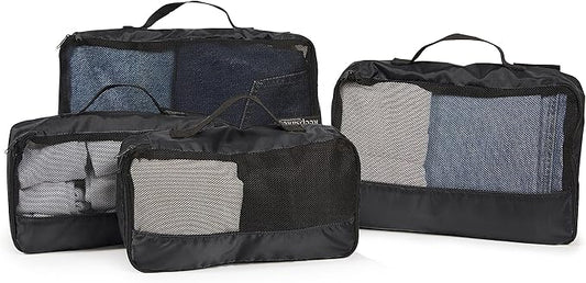 Covermates Packing Cube Set - Premium Polyester - Dual Zipper Pulls - Carrying Handle - Front Mesh Window - Travel Organization, Black