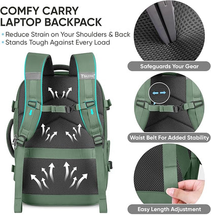 BALEINE Travel Backpack for Women Men, Large Sturdy Carry On Laptop Backpack Gifts for Business, Casual, Weekender, Hiking (Large, Olive Green)