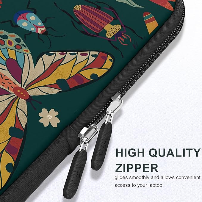 iCasso Laptop sleeve 13 inch for MacBook Air 13-13.6 inch, Cute Laptop case for Macbook Pro 13 inch, Slim Protective Travel Carrying Case for MacBook Pro 14 inch, Chromebook, HP, Dell, Green Butterfly