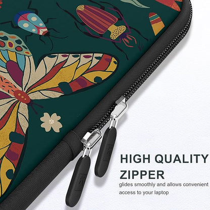 iCasso Laptop sleeve 13 inch for MacBook Air 13-13.6 inch, Cute Laptop case for Macbook Pro 13 inch, Slim Protective Travel Carrying Case for MacBook Pro 14 inch, Chromebook, HP, Dell, Green Butterfly