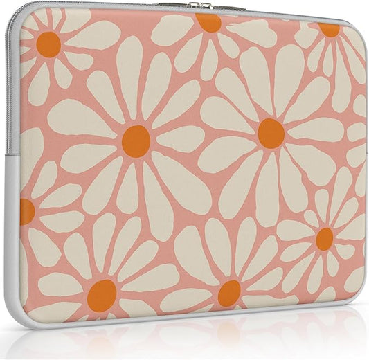 iCasso Laptop Sleeve 13 inch for MacBook Air 13-13.6 inch, Cute Laptop case for MacBook Pro 13 inch, Slim Protective Travel Carrying Case for MacBook Pro 14 inch, Chromebook, HP, Dell, Orange Floral