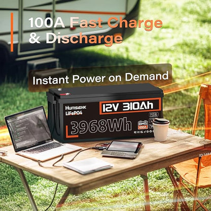 48V 310Ah (4 Pack 12V 310Ah) LiFePO4 Lithium Battery – Max. 3968Wh, 15000+ Deep Cycle Battery with 100A BMS, Low-Temp Cutoff | A+ Grade Cells for Marine, Trolling Motor, Off-Grid Home Energy Storage