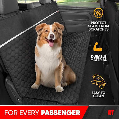 Motor Trend Dog Car Seat Cover for Back Seat - Waterproof Non-Slip Scratch-Resistant Back Seat Pet Cover for Dogs - Universal Fit Dog Accessories for Cars, Trucks, SUV, & Vans - Black