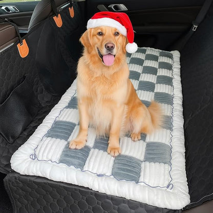 Dog Car Seat Cover for Back Seat, Dog Bed for Car, Fit for Backseat Extenders, Car Seat Protector, Nonslip Soft Durable for Cars Trucks and SUVs (Blue Grey and White, 23.6"*51")