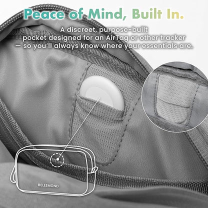 BELLEMOND「Totono+」| Cord Organizer Tech Pouch | Travel Electronics Organizer Case for Cables & Chargers | Hidden AirTag Slot & Cable Pass-Through | Designed in Japan | Bamboo Green