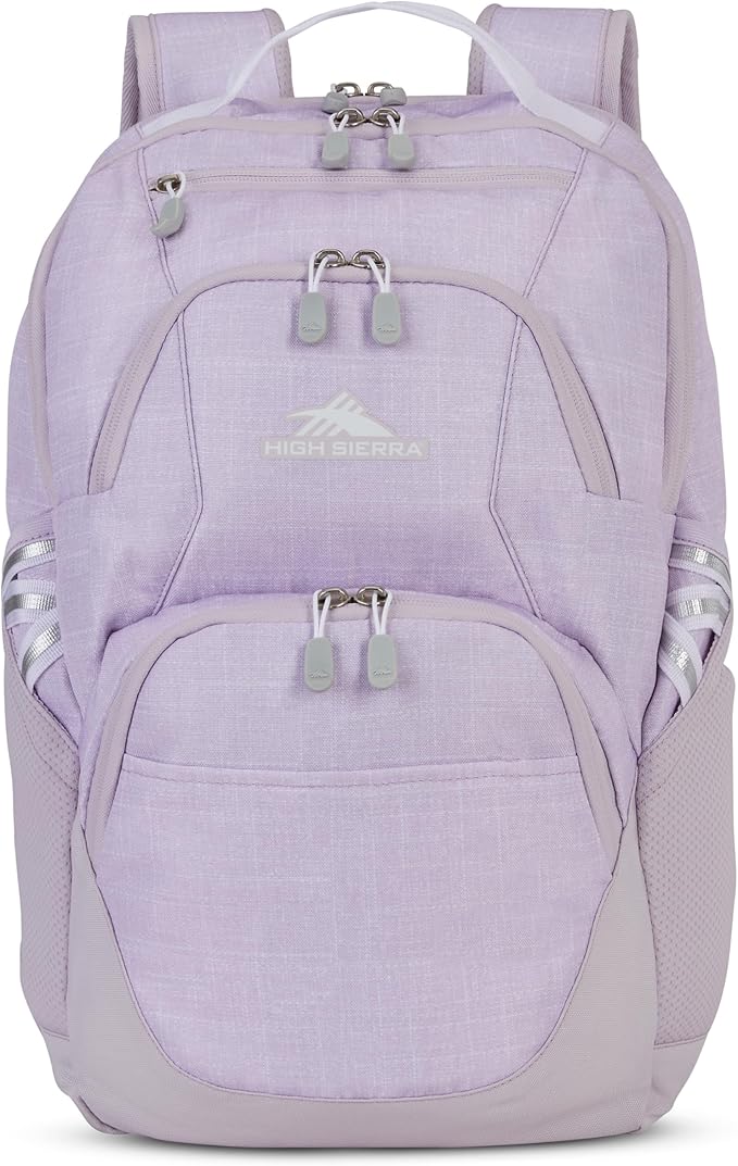 High Sierra Swoop Backpack, Lightweight Bookbag, Large Main Compartment + External Accessory Pockets, Separate Laptop Pocket, Dual Water Bottle Pockets, Fits most 17” Laptops, 30L Capacity, Orchid
