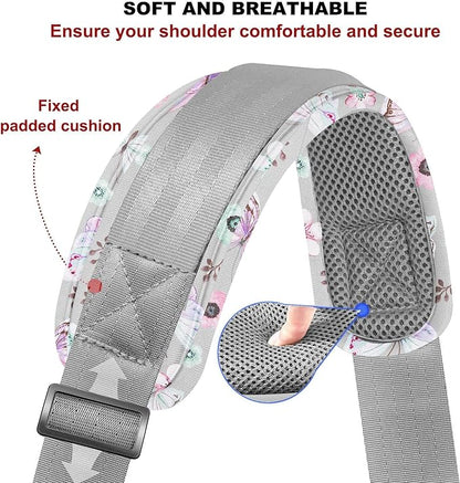 ZINZ 60" Universal Bag Strap with Ultra-Thick Fixed Breathable Pad Adjustable Heavy-Duty Shoulder Strap for Laptop Bag Crossbody Luggage Gym Bag Camera Bag and More,Butterfly