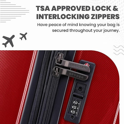 Spyder Rails Expandable Hardside Upright Suitcase with 360° Spinner Wheels, TSA Approved Lock (Red, Medium Checked)