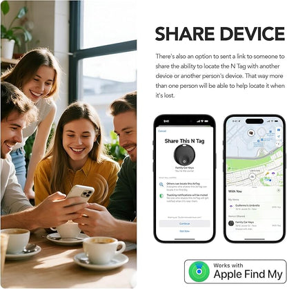 2025 Upgraded MFi Certified Air Tracker Tag for Apple Find My (iOS Only), Bluetooth5.3 Findmy Tracker for Luggage/Keys Finder/Bags,Wallet/Suitcase,Replaceable Battery,120dB Sound(Black)