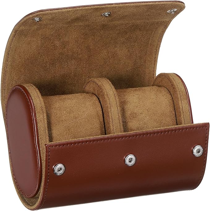 PATIKIL Watch Roll Travel Leather Case, Portable 2 Watch Roll Box with Pillow for Men Women Home Storage Display Gift Storaging Organizer, Brown