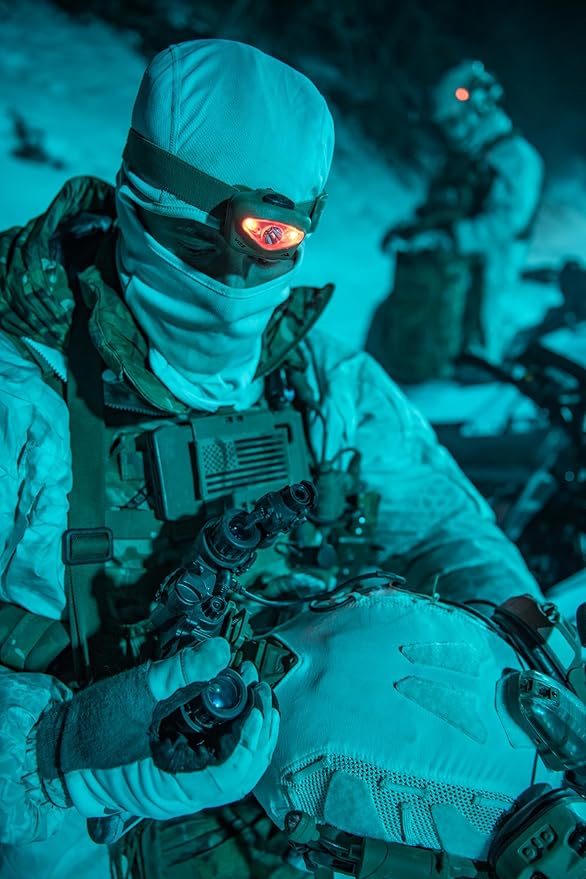 Princeton Tec VIZZ 550 RGB MPLS – 550 Lumen AAA-Powered Tactical Headlamp, Dimmable Spot & Flood White, Red, Green & Blue LEDs, Programmable, IPX7 Waterproof, Ultra-Light, USA Made, Color Multi Cam