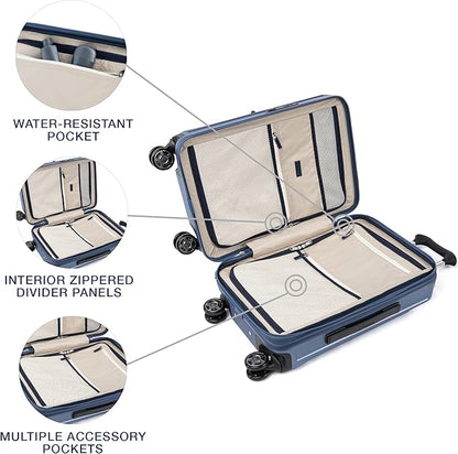 Travelpro Platinum Elite Hardside Expandable Carry on Luggage, 8 Wheel Spinner, TSA Lock, Hard Shell Polycarbonate Suitcase, Dark Sky Blue, Carry on Laptop Pocket 21-Inch