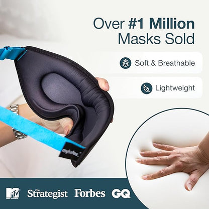 MyHalos® Sleep Masks - Eye Masks for Sleep - 100% Blackout Sleeping Masks for Women, Men & Side Sleepers - 3D Sleeping Eye Masks for Zero Pressure - Award Winning Design, Eyelash Friendly & Breathable