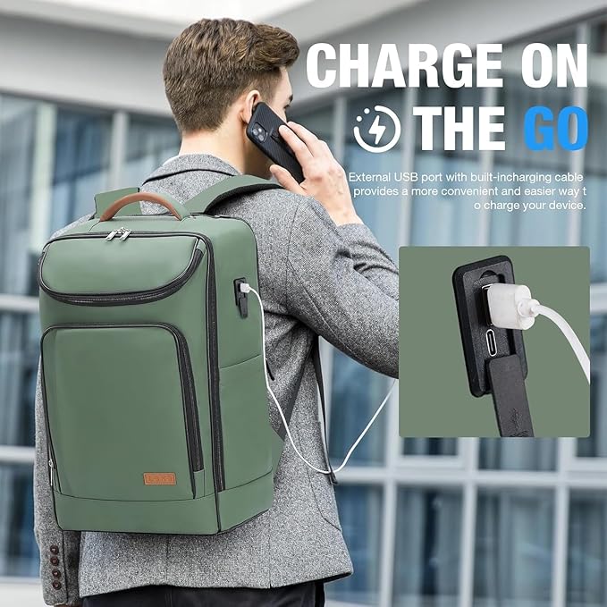 Lekebobor Travel Rolling Backpack, 18 inch Waterproof Bag with 360° Wheels for 15.6" Laptop, Convertible Airline Approved Travel Back Pack for Men & Women, Business, Commuter