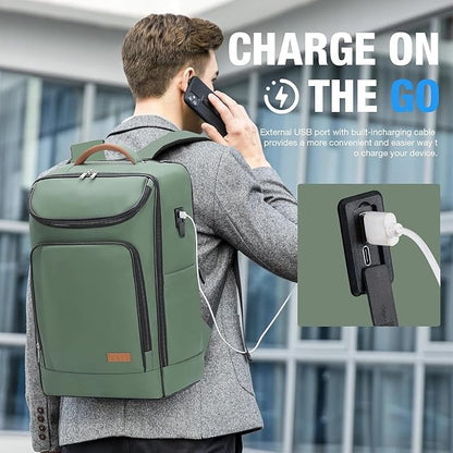 Lekebobor Travel Rolling Backpack, 18 inch Waterproof Bag with 360° Wheels for 15.6" Laptop, Convertible Airline Approved Travel Back Pack for Men & Women, Business, Commuter