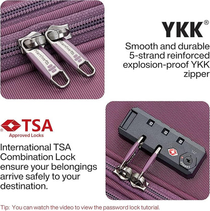 Hanke 24 Inch Expandable Luggage Large Suitcases with Wheels Softside Checked Luggage Rolling Suitcase with Lock Lightweight Travel Luggage for Men and Women 24 Inch Luggage.(Purple)