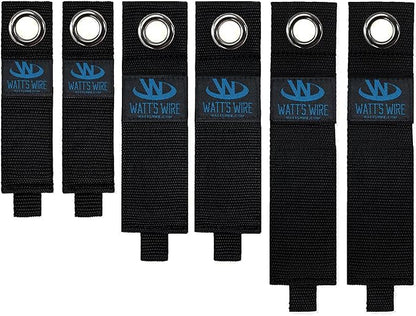 Heavy Duty Storage Straps - 6 Pack: 2 Medium, 2 Large, 2 XL - Extension Cord Ties - Storage Strap - by Watt's Wire