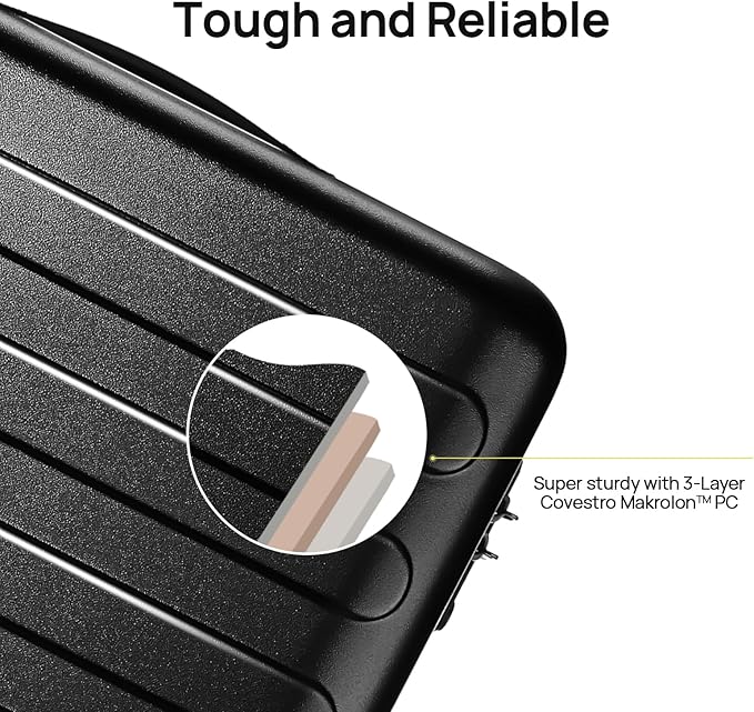 NINETYGO Large Checked Luggage 28 Inch, Checking In Luggage with Smooth Spinner Wheels, Lightweight, Hard Shell PC Suitcase, Lightweight Travel Luggage, TSA Approved (Black, Rhine Basic)