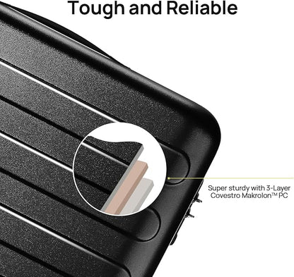 NINETYGO Medium Checked Luggage 26 Inch, Checking In Luggage with Smooth Spinner Wheels, Lightweight, Hard Shell PC Suitcase, Lightweight Travel Luggage, TSA Approved (Black, Rhine Basic)