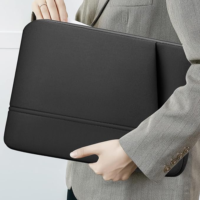 Laptop Sleeve Case 15 inch, Sturdy Portable Monitor Computer Laptop Case, Carrying Sleeve Bag 15.4'' with Pockets for MacBook PC Mac HP Lenovo Dell Asus Xbox Switch, Black