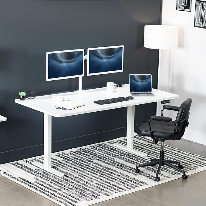 VIVO Electric 71 x 36 in Dual Motor Sit Stand Desk, Memory Height Adjustment, 2B Series, White Top White Frame, DESK-KIT-2W7W-36