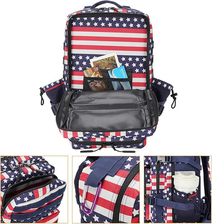 25L Tactical Military Backpack Small Travel Backpack for Men and Women Assault Pack Bug Out Bag Molle Daypack Gym Backpack with Bottle Holder (Flag)