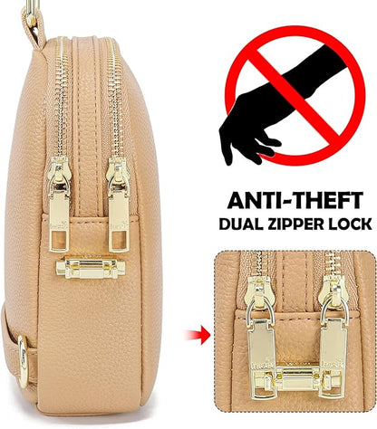 INICAT Small Anti Theft Crossbody Bags for Women, Vegan Leather Sling Cross Body Purse Travel Essentials Teen Girl Gifts