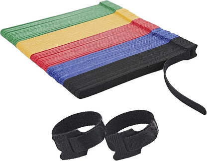 150 PCS Fastening Cable Ties Reusable, Multi-purpose 8 in Cable Management Ties with Hook and Loop, Adjustable Cord Ties for Organizing Home, Office and Data Centers, 5 Colors