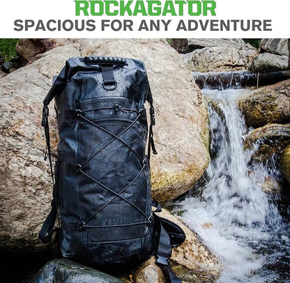 Rockagator Kanarra 90L Waterproof Backpack for Camping, Hiking, Mountaineering, Backpacking, Hunting, Fishing, Canoeing, Outdoor Activities, The Wet Outdoors - Large Capacity, Roll Top Closure, Camo