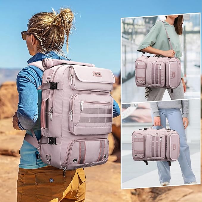 PIJUSHI Travel Backpack for Women Carry on Duffle Bag Backpack For Airplanes Luggage Rucksack with Shoe Compartment(PE048 Light Purple)