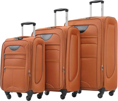 Merax Suitcase Set Softside 3-Piece Expandable Luggage with TSA Lock Spinner Wheels Lightweight Upright Luggage (22/26/30 IN,Orange)