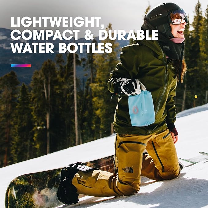 HydraPak Stow - Collapsible Backpacking Water Bottle (350ml, 500ml, 1L) - BPA Free, Ultra Light, Spill-Proof Twist Cap