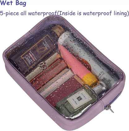 TSA Approved 5-Piece Diaper Bag Organizer Pouch Set Clear Waterproof TPU Kids Toiletry Storage Set Travel Packing Clutch Cube Bags for Baby Nursing